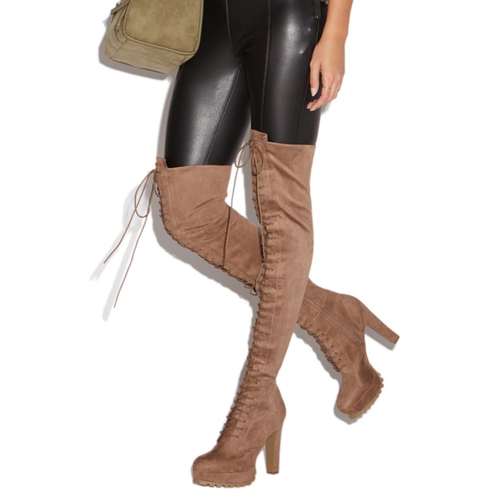 Demi Lace up Dark Taupe Boots